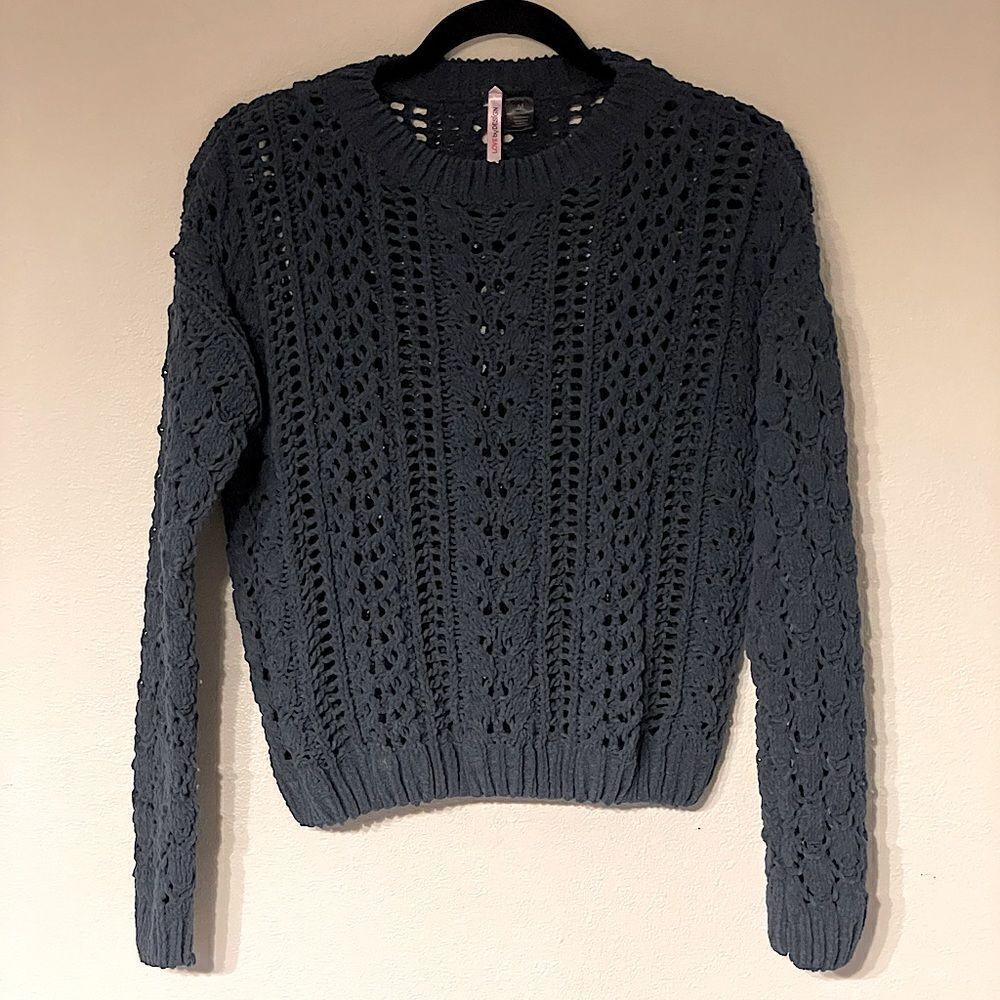 Love-by-design, Women’s Chunky-Knit, Dark Teal, Chenille Sweater. Size Medium.